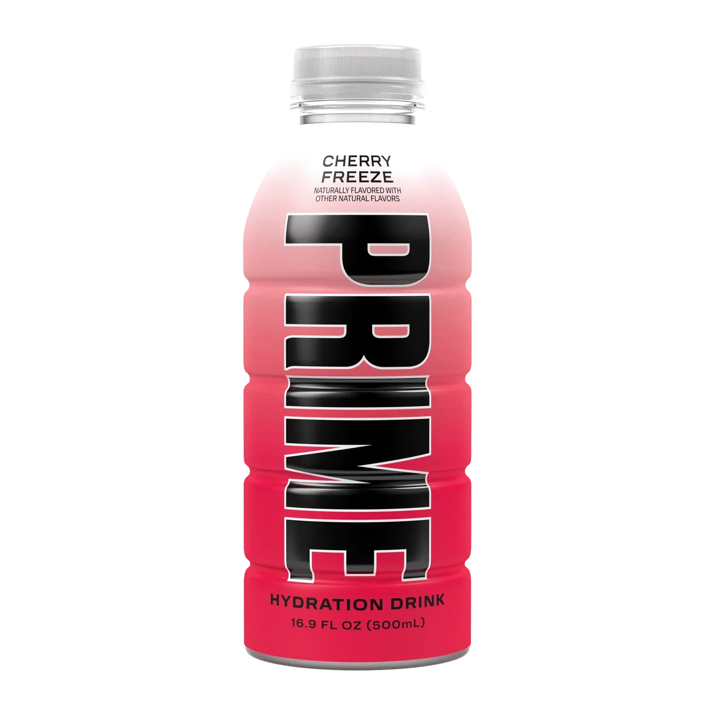 The front of the Prime Hydration Cherry Freeze Drink Bottle